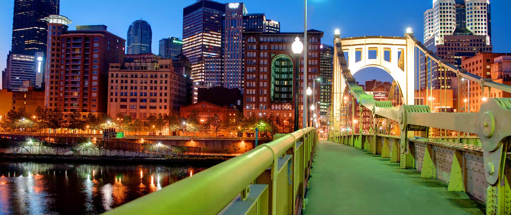 bridge into Pittsburgh, pa